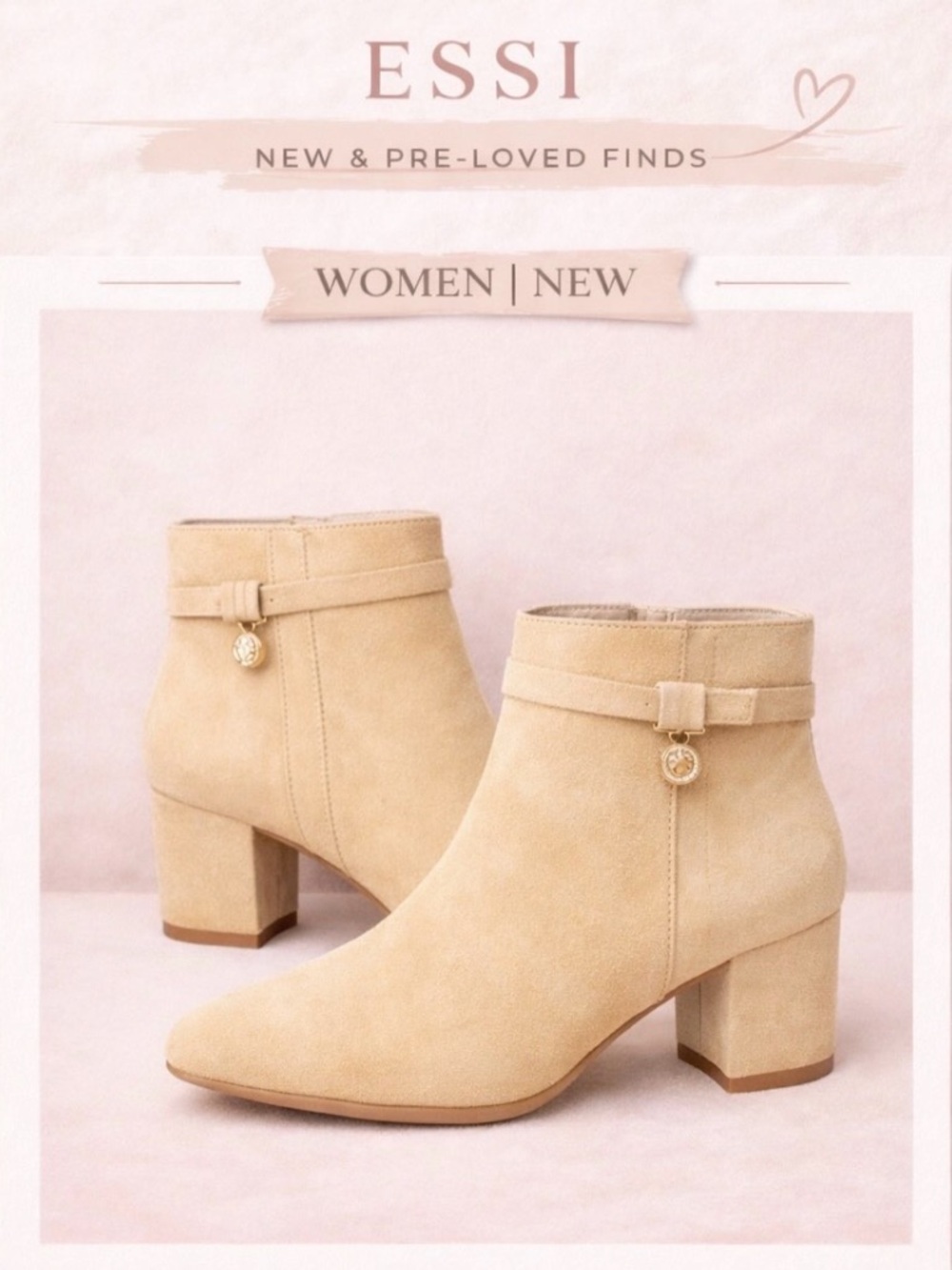 Women's Beige Suede Ankle Boots